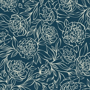 Peony Garden - blue - large