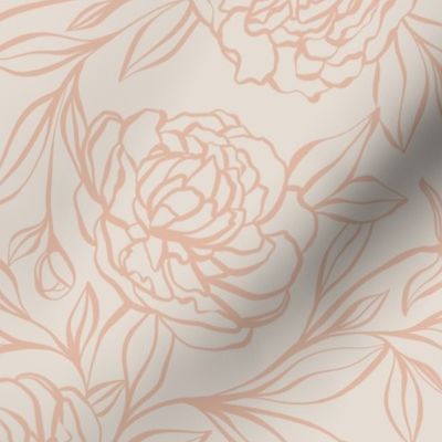 Peony Garden - muted blush pink - large scale