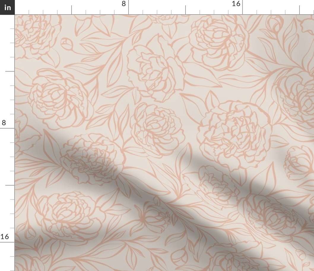 Peony Garden - muted blush pink - large scale