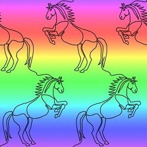 horse continuous line B bright rainbow