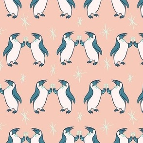 Cocktail Party Penguins on Pink - Small