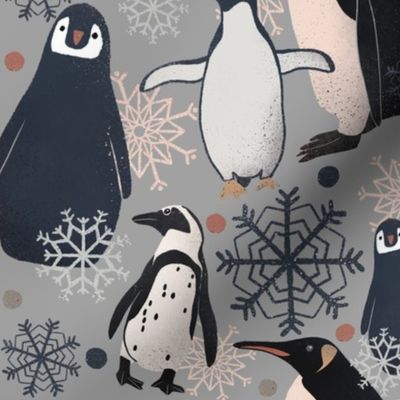 Penguin Pattern - Gray
