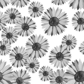 Sunflowers Pattern - Black and White