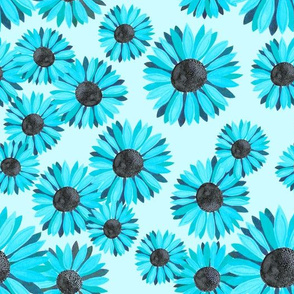 Sunflowers Pattern - Light Blue 2