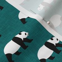 (small scale) giant pandas - teal - LAD20
