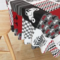 SxS//A little dirt never hurt//Red - Wholecloth Cheater Quilt - Rotated