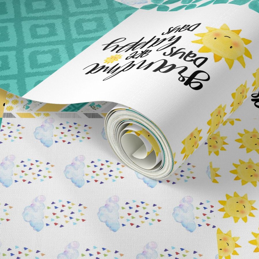 Grandma//You are my sunshine - Wholecloth Cheater Quilt - Rotated