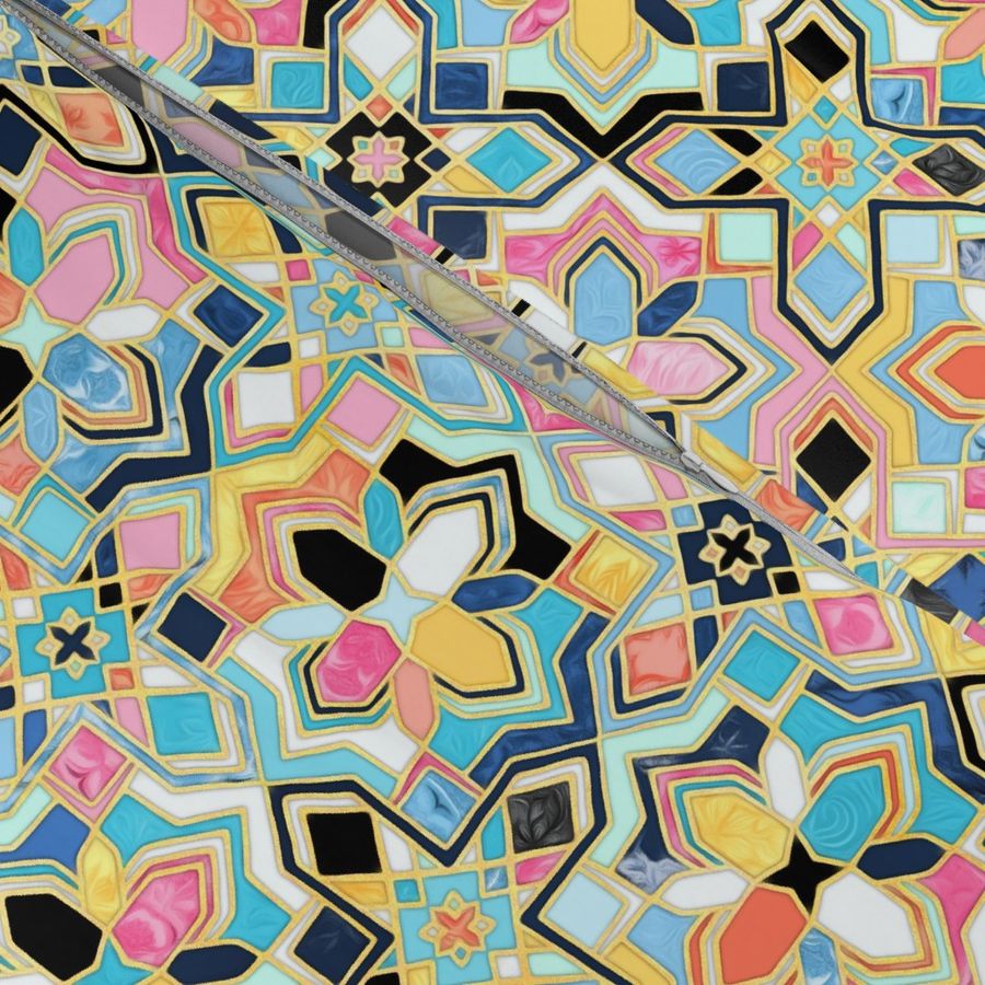 Bohemian Geometry Enameled Tiles - Medium