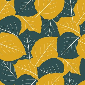 Gold Sage  Green Aspen Leaves 