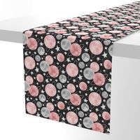 Pearly Planets - pale coral pink and grey on textured black