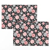 Pearly Planets - pale coral pink and grey on textured black