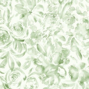 Loose watercolor floral green