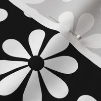 Scandi Grid_Single Flower_White on Black