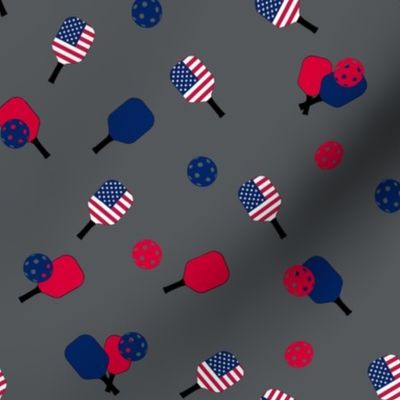 Pickleball American Flag Dark Grey Background