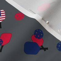 Pickleball American Flag Dark Grey Background