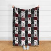 moose patchwork -  wholecloth quilt top || moose buffalo plaid (90) C20BS