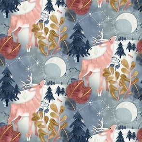 Christmas Deer Moon Woodland