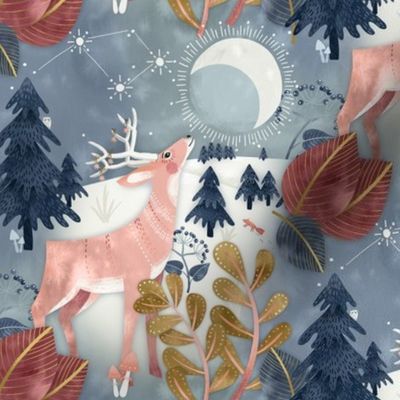 Christmas Deer Moon Woodland / Small Scale