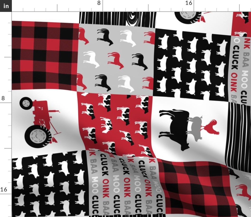 farm life wholecloth (90) V2 - black and red woodgrain C20BS