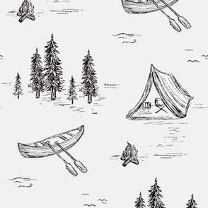 Lake Life in Black & White for Forest Theme Home Decor & Wallpaper