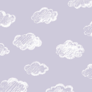 White Chalk Clouds On Lavender Background