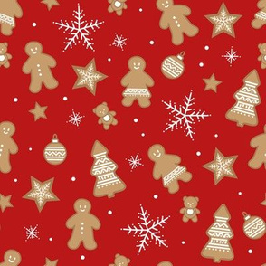 Gingerbread christmas repeat pattern background