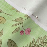 floral green linen