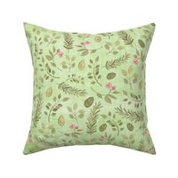 floral green linen