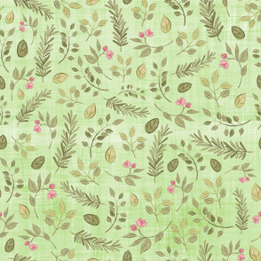 floral green linen