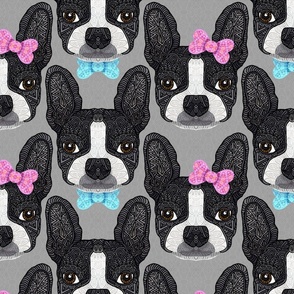 BOSTON TERRIER BOY & GIRL GREY 24