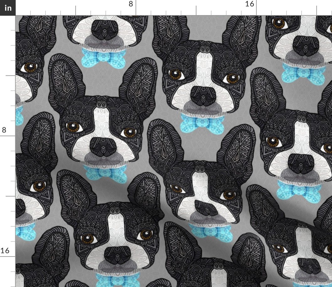 BOW TIE BOSTON TERRIER GREY 24