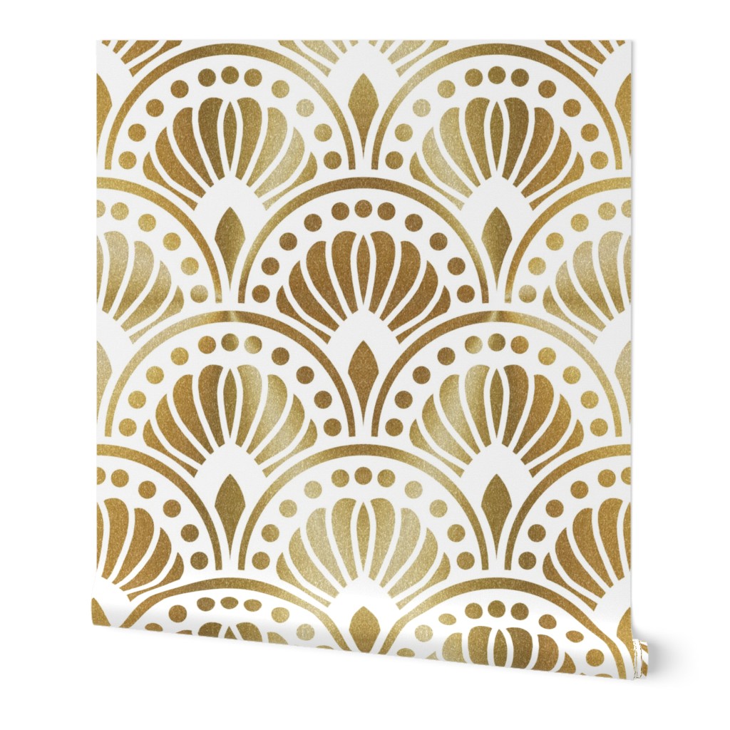 Gold and White Art Deco Pattern xxl