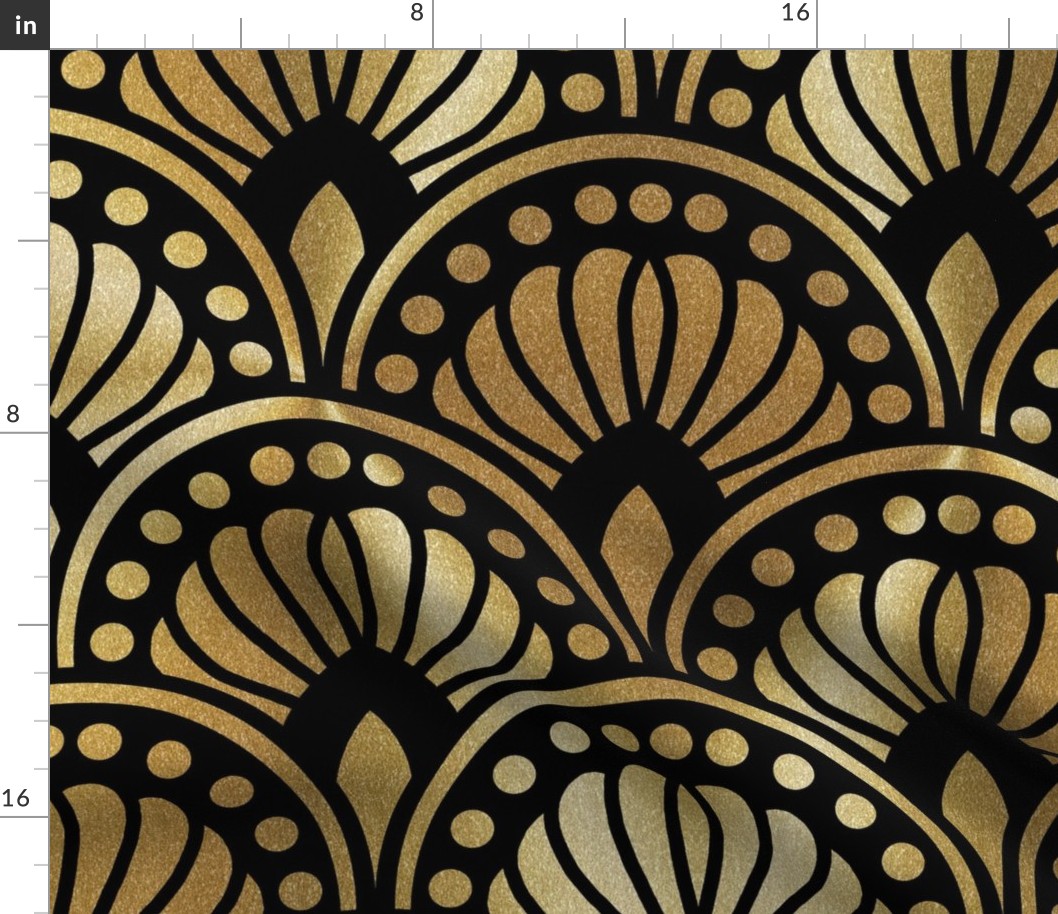 Gold and Black Art Deco Pattern XL