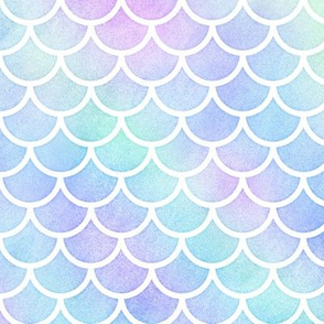 "Marbled Unicorn" Watercolor Mermaid Scales in White