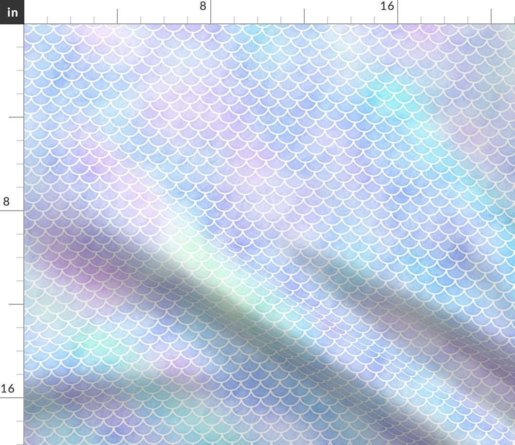 Small "Marbled Unicorn" Watercolor Mermaid Scales in White