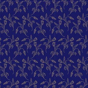 Floral Stem Midnight Blue