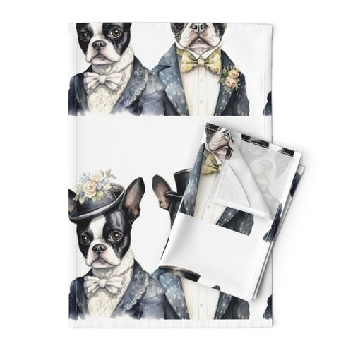 Boston Terrier Old West Couple man lady wife husband