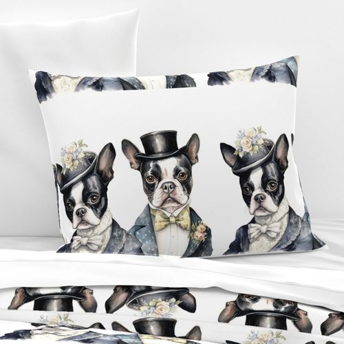 Boston Terrier Old West Couple man lady wife husband