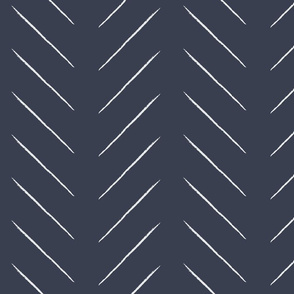 skinny tribal chevron - bone on dark slate - medium