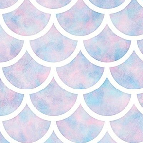 Large "Cotton Candy" Color Watercolor Mermaid Scales in White