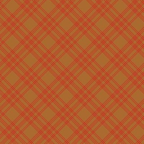 Diagonal Weave Feedsack Plaid in Pony Brown + Mod Orange