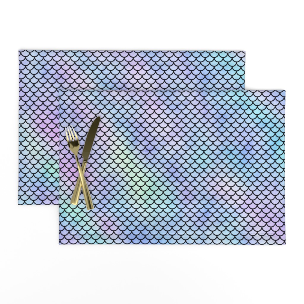 Small "Marbled Unicorn" Watercolor Mermaid Scales in Black