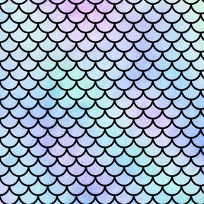 Small "Marbled Unicorn" Watercolor Mermaid Scales in Black