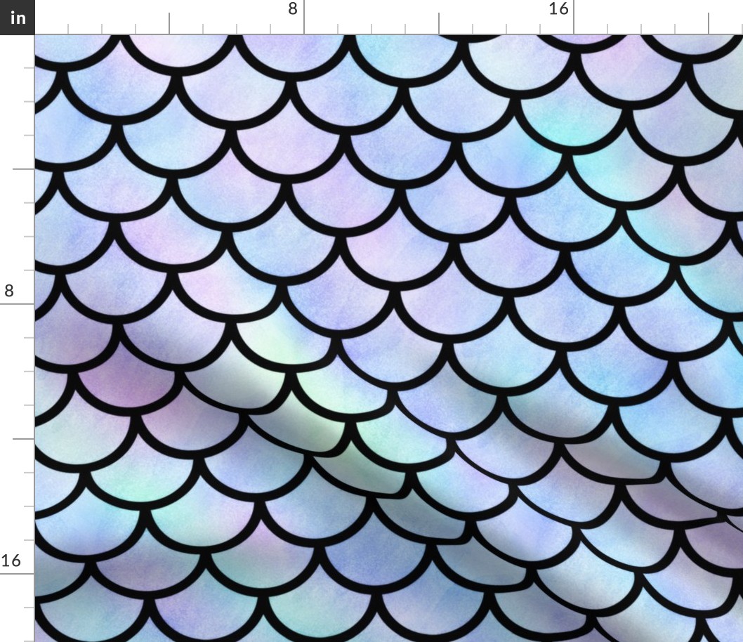 Large "Marbled Unicorn" Watercolor Mermaid Scales in Black