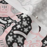 Milky Way Purradise - pale coral pink and white on black