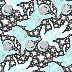 Milky Way Purradise - pale bright turquoise blue and white on black 