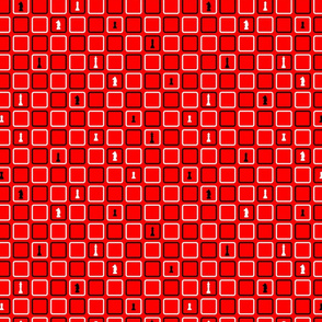 60s mod squares black and white on red chess