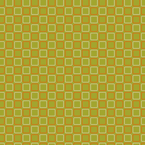 60s mod squares tan and orange on green