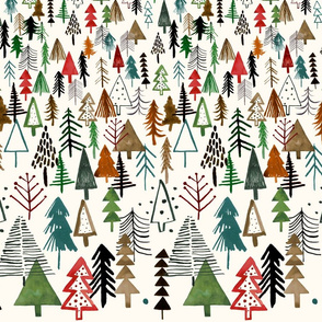 Christmas trees Forest Red green