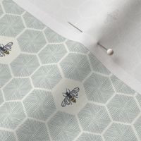 Stitched Bees & Honeycomb - Light Blue - Small